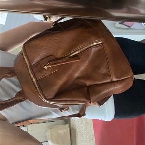 Tan Leather Backpack/Purse. Adjustable straps